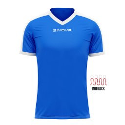 Tricou Fotbal Givova Revolution – Poliester Interlock - Albastru/Alb, XL