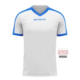 Tricou Fotbal Givova Revolution – Poliester Interlock - Alb/Albastru, S