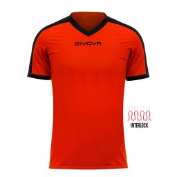 Tricou Fotbal Givova Revolution – Poliester Interlock - Rosu/Negru, 2XS
