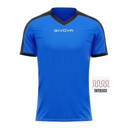 Tricou Fotbal Givova Revolution – Poliester Interlock - Albastru/Negru, 3XL