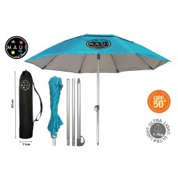 Umbrelă Plajă Maui & Sons 170 cm UPF50+ UltraLight 1.1 kg - Turcoaz, 170cm