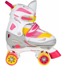Role Reglabile Fete NIJDAM Semisoft Rave 38-41 Roz/Galben Fluorescent - 38-41
