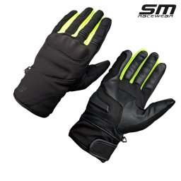Manusi moto din piele si material textil SM Racewear Vulcano Waterproof - Impermeabile si calduroase - Potrivite si pentru ski sau vreme rece - Negru
