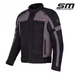 Geaca moto textila SM Racewear Maestro - Barbati - 4 Sezoane - Impermeabila, Captuseala termica si Protectii CE - Gri Negru