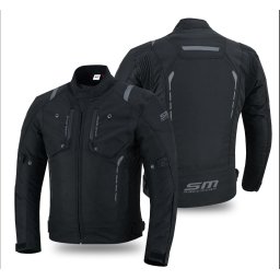 Geaca moto textila SM Racewear Master - Barbati - 4 Sezoane - Impermeabila si Ventilata - Protectii CE - Alb Negru