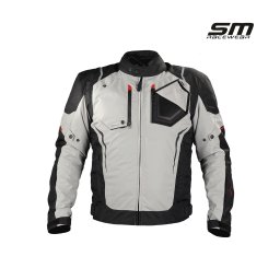 Geaca moto textila SM Racewear Master - Barbati - 4 Sezoane - Impermeabila si Ventilata - Protectii CE - Alb Negru