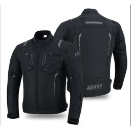 Geaca moto textila SM Racewear Master - Barbati - 4 Sezoane - Impermeabila si Ventilata - Protectii CE - Alb Negru