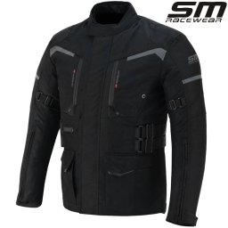 Geaca moto textila SM Racewear Highland II - Barbati - 4 Sezoane - Impermeabila si Ventilata - Protectii CE - Negru Gri Neon