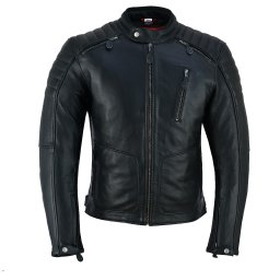 Geaca moto din piele naturala SM Racewear Presto - Barbati - Ventilata si Confortabila - Protectii CE - Negru