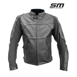 Geaca moto din piele naturala SM Racewear Roadster - Barbati - Captuseala detasabila - Protectii CE - Negru
