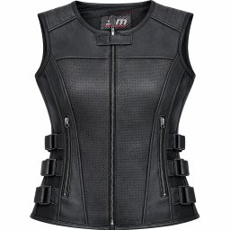 Vesta moto din piele naturala perforata SM Racewear Venti - Femei - Urban - Reglaje Velcro si fermoare metalice - Negru