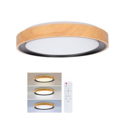 Brilagi - Plafonieră LED dimabilă FLOCO, 48W, 230V, Ø 40 cm, lemn/negru + telecomandă