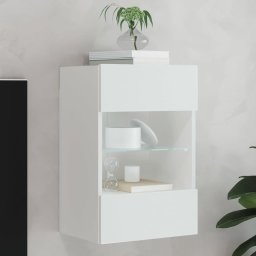 Comoda TV de perete cu lumini LED, alb, 40x30x60,5 cm GartenMobel Dekor