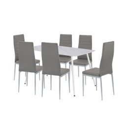 Set de dining Leziter Renton 6+1, masa cu blat din piatra sinterizata, gri