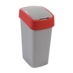 Cos de gunoi Curver Flip Bin 45L, gri-argintiu si rosu