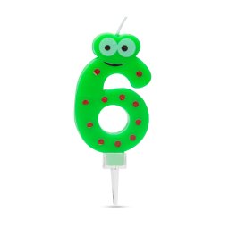 Lumanare pentru tort cifra 6 verde, decor aniversar vesel
