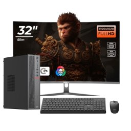 Pachet Business Smart OptimX T5 SFF cu procesor Intel Core i3-9100, 16GB DDR4, 512GB SSD, Win11 Pro si Monitor Curbat 32" FHD, IPS, LED + kit tastatura si mouse Pro KM500 cu fir NewTechnology Media