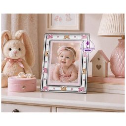Rama foto Argint "Bebe" 13x18 cm - Ursuleti Roz Noapte Buna