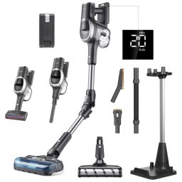 Aspirator vertical 2-în-1 Jimmy JV9 Pro Aqua, 500 W, 21 kPa, 65 min, 500 ml, 4 moduri, Dual-Cyclonic, LED, Umed/uscat, Gri/negru