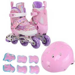 Role copii 2 in 1, BW902, cu 3 roti cu lumini, masuri reglabile 27 - 30, roz, XS