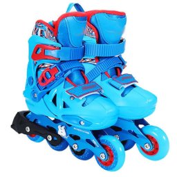 Role copii BW225, cu 4 roti cu lumini, masuri reglabile 34 - 37, albastru, m