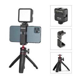 Kit vlog Ulanzi mini trepied MT-08+suport smartphone ST-02S+Lampa LED VL49
