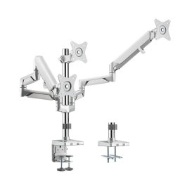 Suport monitor SUPORT de birou LOGILINK, pt 3 TV/monitor plat, curbat, diag. max 27 inch, rotatie, inclinare, pivotare, orizontala, verticala, totala, max 7 Kg x 3, argintiu, "BP0090