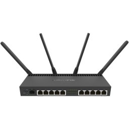 Router 10 x Gigabit, 1 x SFP+ 10Gbps, PoE IN/OUT, RouterOS L5, Wi-Fi, Mikrotik RB4011iGS+5HacQ2HnD-IN, Black
