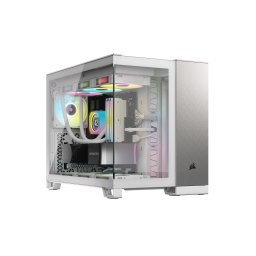 Carcasă CORSAIR 2500X, Micro-ATX, Dual Chamber, Tempered Glass, White/Satin Gray