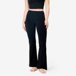 Colanți evazați pentru yoga/pilates, Breathe Negru Damă