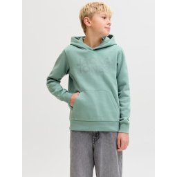Jack & Jones Hanorac baieti, Regular Fit cu buzunar tip marsupiu si imprimeu cu logo, Verde deschis (SELECTATI MARIMEA: 140 cm)