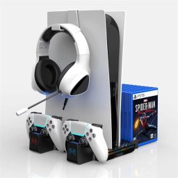 BLACKBIRD PS5 consolă cooler ventilator + stație de încărcare + játéktartó alb BHDZ505