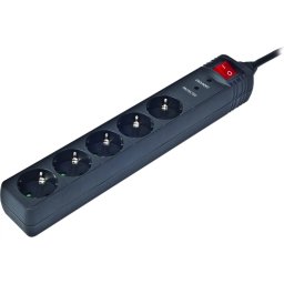 PRELUNGITOR GEMBIRD, Schuko x 5, conectare prin Schuko (T), cablu 3 m, 16 A, protectie supratensiune, protectie copii, negru, SPG5-C-10 (timbru verde 0.18 lei)