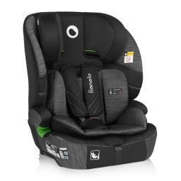Scaun auto i-Size, Lionelo, Levi Fix, 76 - 150 cm, 1 2 3, ISOFIX + Top Tether, Tetiera reglabila in 10 pozitii, Insertie ergonomica Dri-Seat, Tapiterie lavabila, Negru Gri
