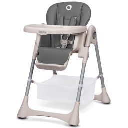 Scaun de masa, Lionelo, Zanna, Reglabil, 4 Pozitii pe inaltime, Pliabil, din Metal, Conform cu standardul european de securitate EN14988, Gri