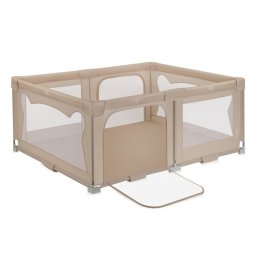 Tarc de joaca copii, Lionelo, Florence Easy Fold, 150 x 180 x 75 cm, Pliere, depliere automata, Include geanta de transport, din plasa, cu doua intrari laterale, 0-48 luni, Bej