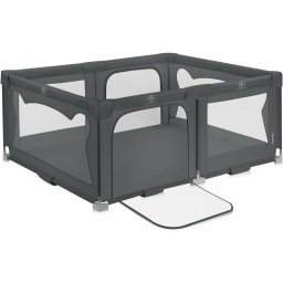 Tarc de joaca copii, Lionelo, Florence Easy Fold, 150 x 180 x 75 cm, Pliere, depliere automata, Include geanta de transport, din plasa, cu doua intrari laterale, 0-48 luni, Gri