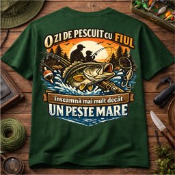 Tricou pescuit personalizat , zO zi de pescuit cu fiul, , model tata + nume