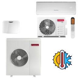 Pompa de caldura monobloc Ariston Nimbus Pocket 80 M NET R32 - 8kW si aer conditionat Ariston Kios 12000 BTU. 3 ani garantie