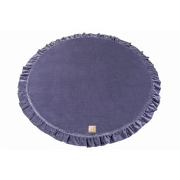 Saltea de joaca din spuma MeowBaby® pentru copii, rotunda cu volanas, catifea blue