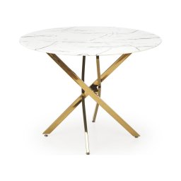 Masă de dining ESTEN 100 cm alb/auriu