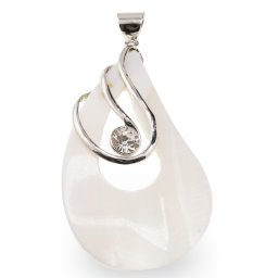 Pandantiv din SIdef alb lacrima cu zirconiu, 60mm