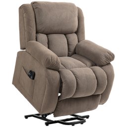 Fotoliu recliner ridicator cu masaj 8 puncte, inclinare 150°, telecomanda, catifea poliester/otel, maro deschis - Verificat A · Re-Bloom