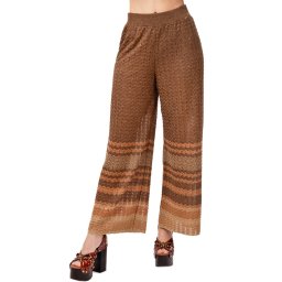 AGGEL Pantaloni Lurex Zig-Zag Cropped SS64123K 1058 tan gold-summer camel-bronze