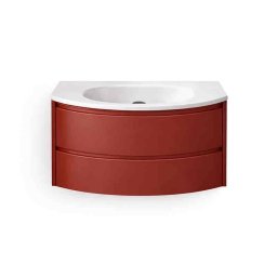 Set mobilier baie suspendat Kolpasan, Joy 80 cm, cu lavoar Cast Marble, ceramic red