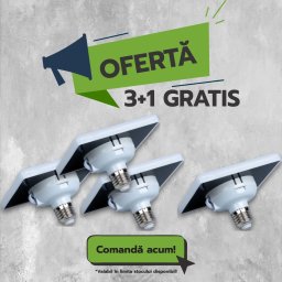 Spot Led Luna + Adaptor dulie E27, 120x120mm, 14W=130W, 6000K, lumina rece, 3+1 GRATIS