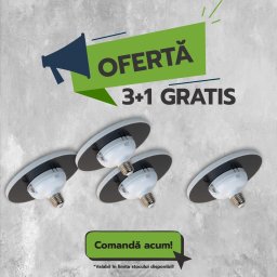 Spot Led Luna + Adaptor dulie E27, 22W, Ø170mm, 22W=200W, 6000K, lumina rece, 3+1 GRATIS