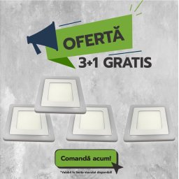 Spot LED Patrat Doua Culori, 24+12W, 3000K-6500K, Trei Functii, 3+1GRATIS