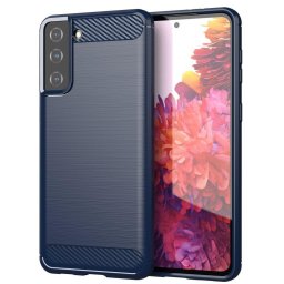 Husa Carbon Case Flexible Cover TPU Case for Samsung Galaxy S21+ 5G (S21 Plus 5G) blue