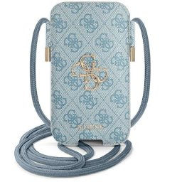 Geanta telefon Guess 6.7 inch 4G Big Metal Logo, culoare albastru
